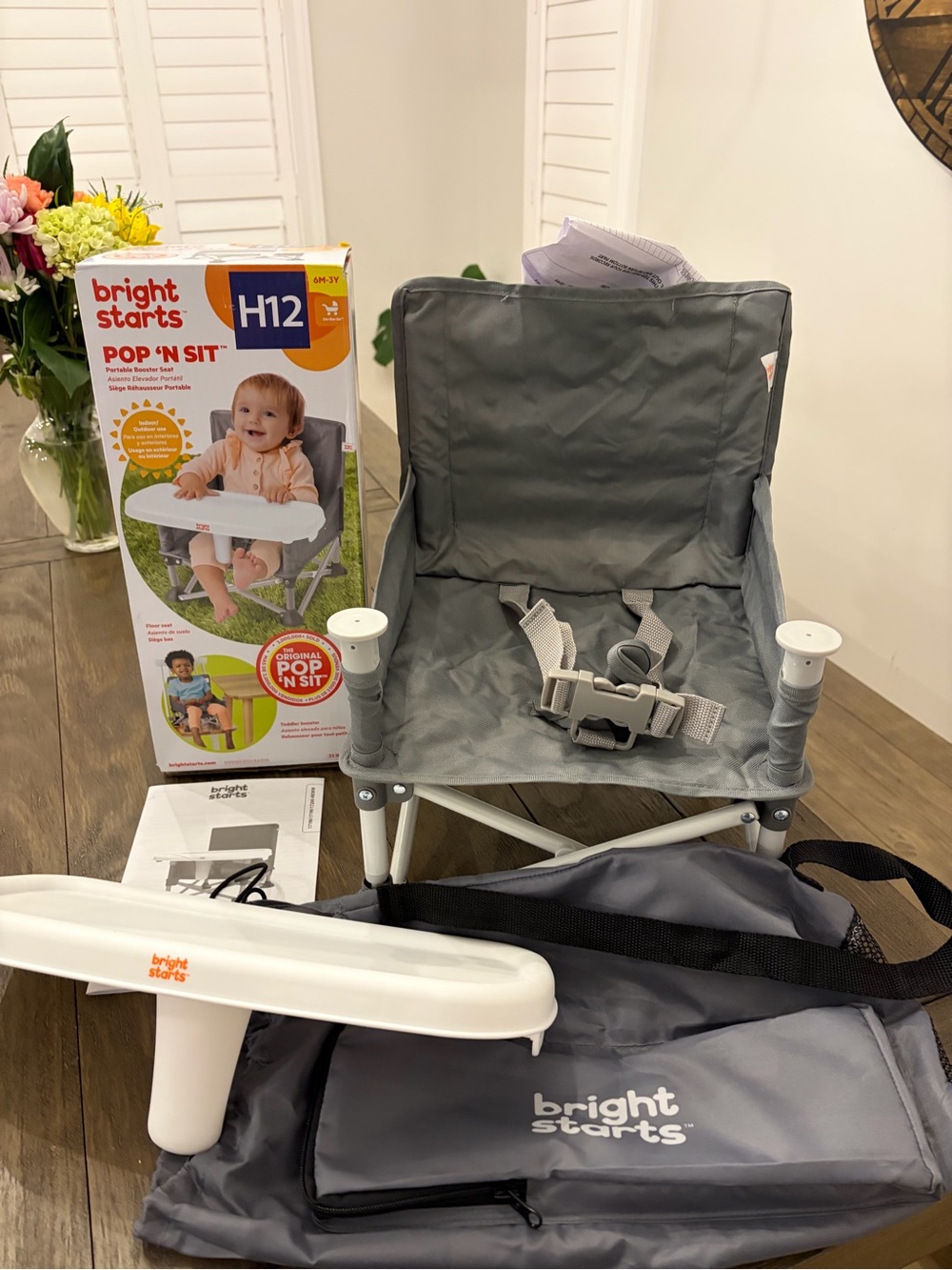 Bright Starts Pop 'N Sit Kids Travel Seat - Gray